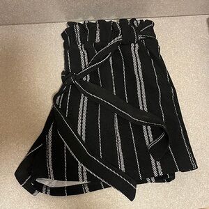 Black and White Striped Women Shorts